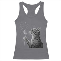 Cat Blowing Dandelion Racerback Tank Top Kitten Making A Wish Nature Art