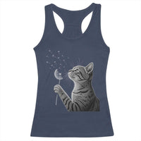 Cat Blowing Dandelion Racerback Tank Top Kitten Making A Wish Nature Art