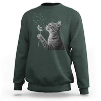 Cat Blowing Dandelion Sweatshirt Kitten Making A Wish Nature Art