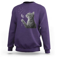 Cat Blowing Dandelion Sweatshirt Kitten Making A Wish Nature Art