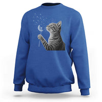 Cat Blowing Dandelion Sweatshirt Kitten Making A Wish Nature Art