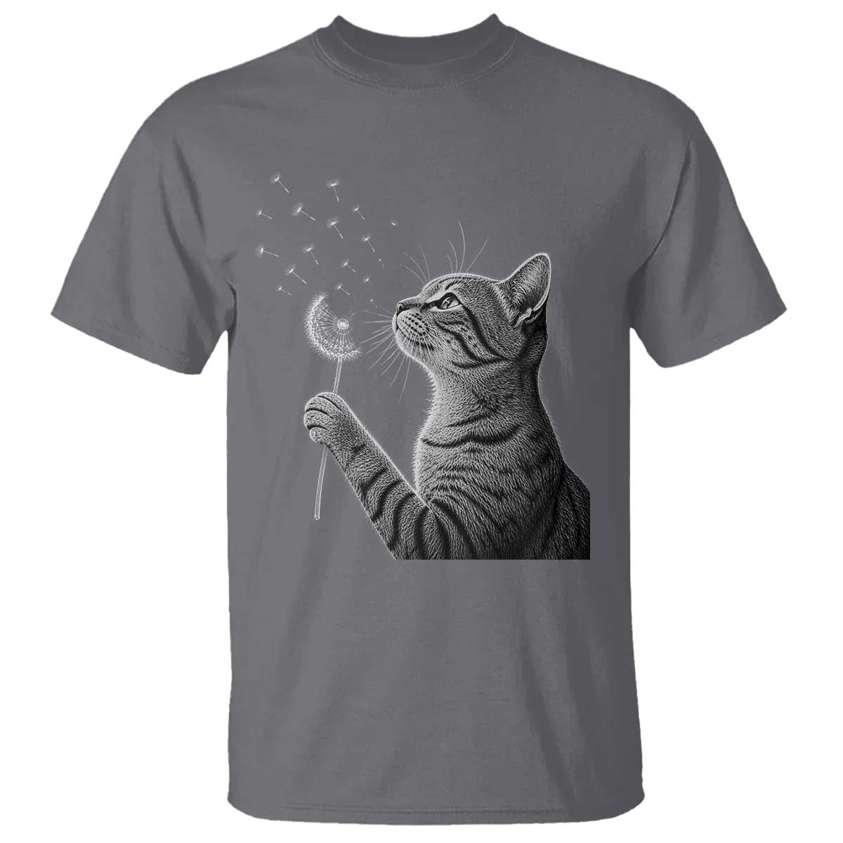 Cat Blowing Dandelion T Shirt Kitten Making A Wish Nature Art