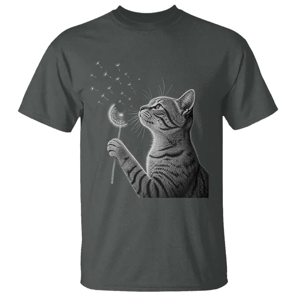 Cat Blowing Dandelion T Shirt Kitten Making A Wish Nature Art