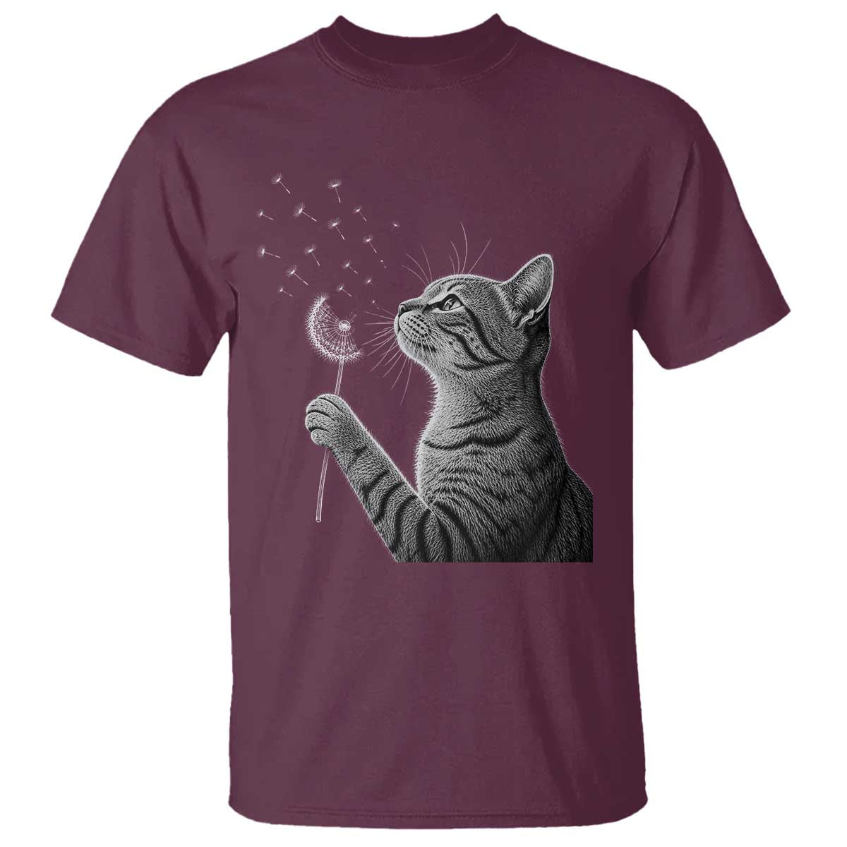Cat Blowing Dandelion T Shirt Kitten Making A Wish Nature Art