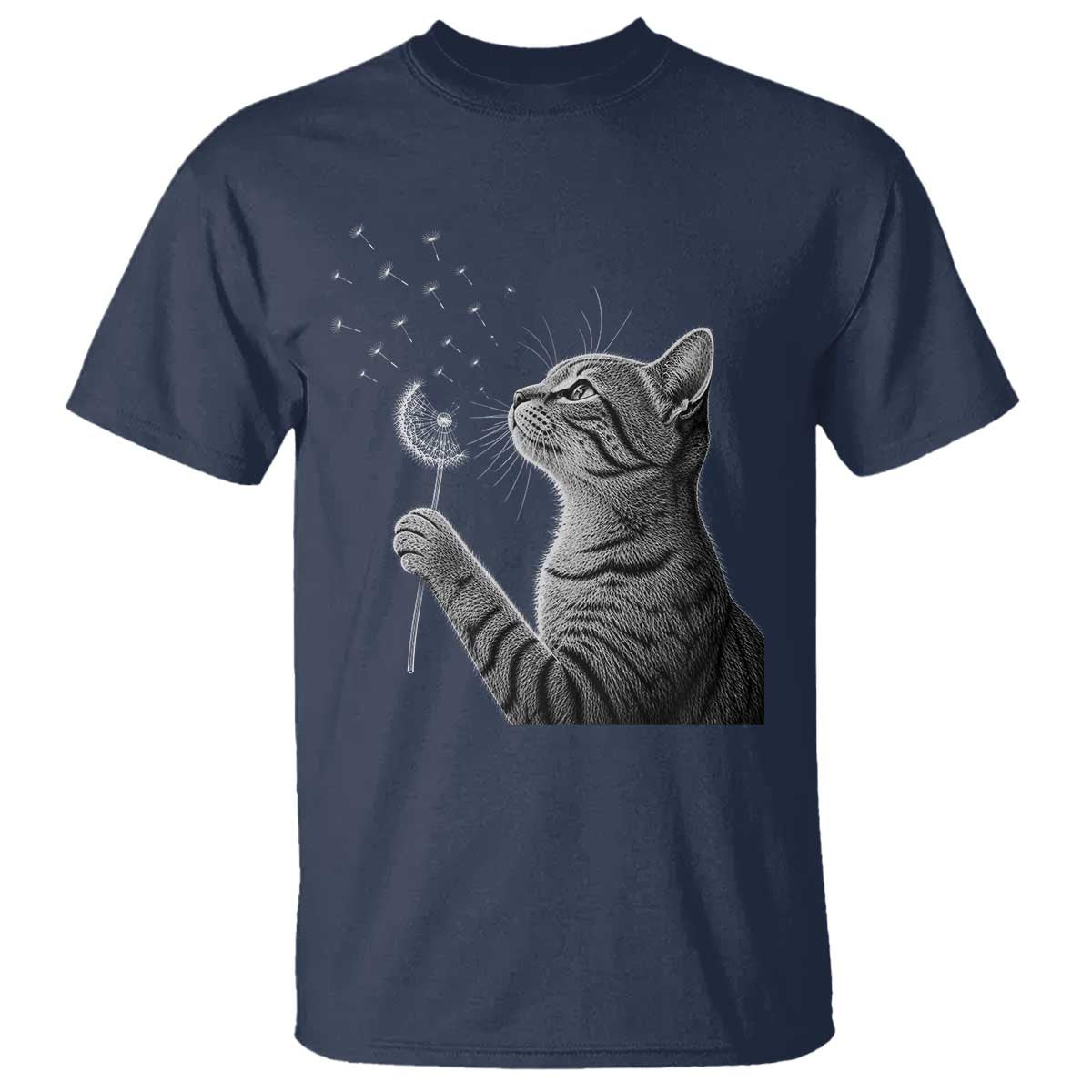 Cat Blowing Dandelion T Shirt Kitten Making A Wish Nature Art