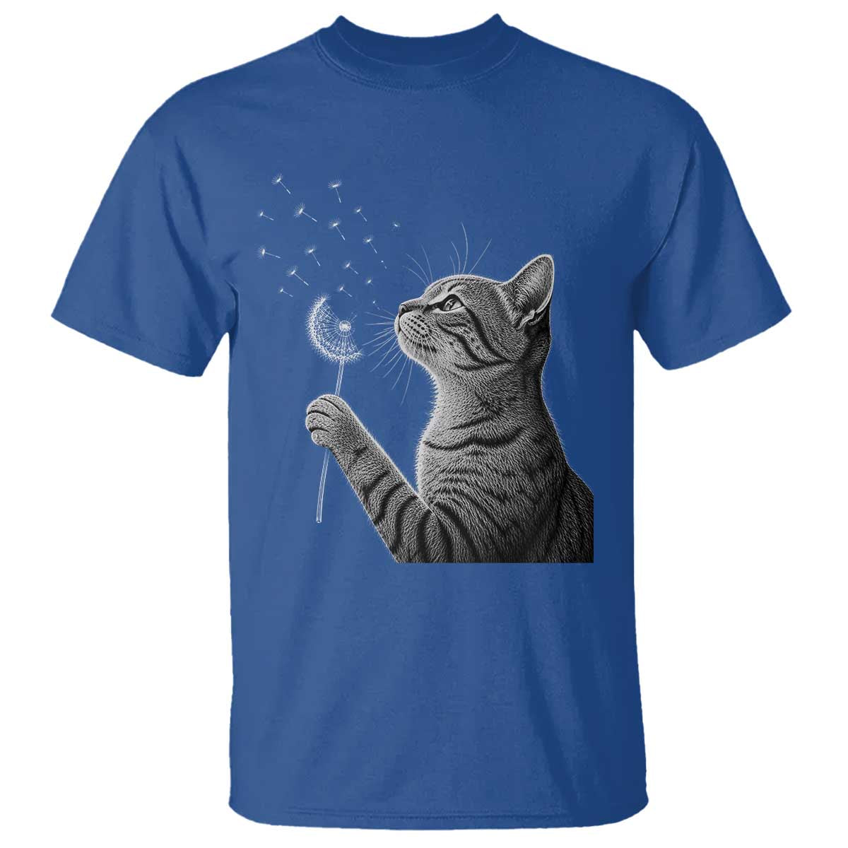 Cat Blowing Dandelion T Shirt Kitten Making A Wish Nature Art