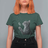 Cat Blowing Dandelion T Shirt For Women Kitten Making A Wish Nature Art