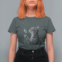 Cat Blowing Dandelion T Shirt For Women Kitten Making A Wish Nature Art