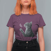 Cat Blowing Dandelion T Shirt For Women Kitten Making A Wish Nature Art