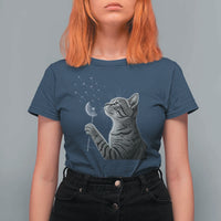 Cat Blowing Dandelion T Shirt For Women Kitten Making A Wish Nature Art