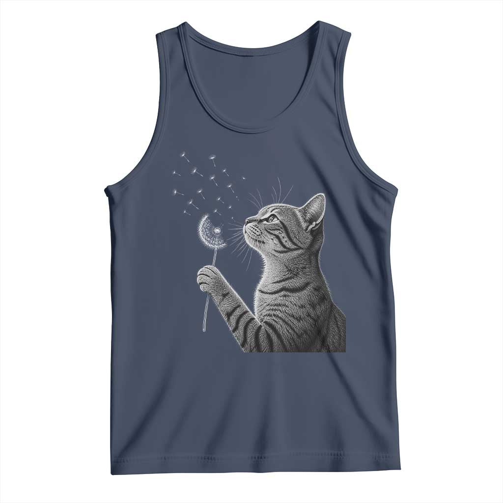 Cat Blowing Dandelion Tank Top Kitten Making A Wish Nature Art