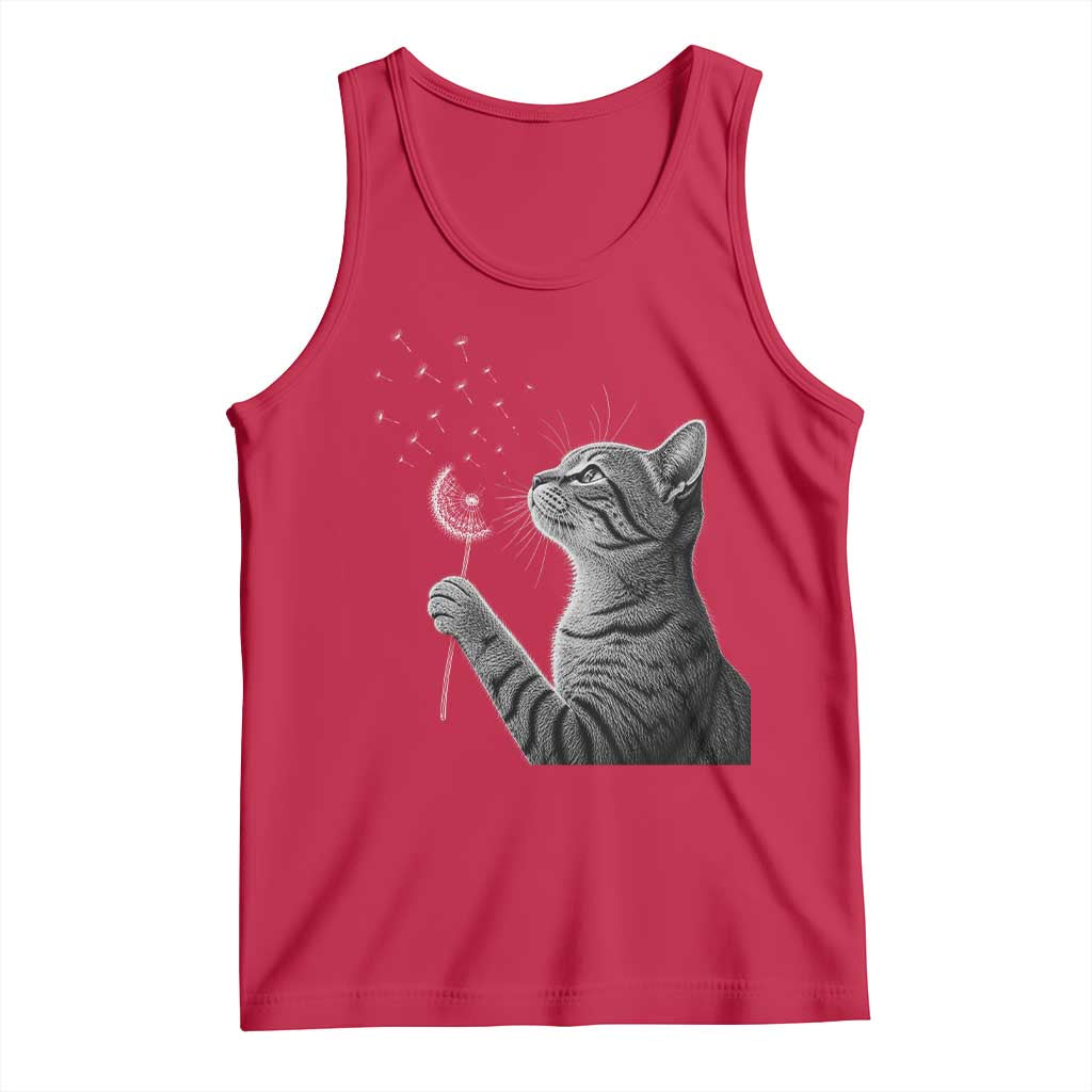 Cat Blowing Dandelion Tank Top Kitten Making A Wish Nature Art