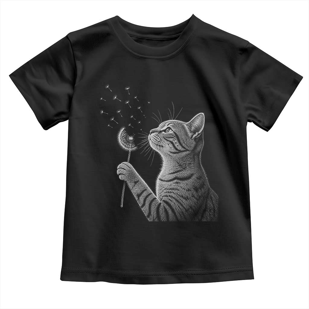 Cat Blowing Dandelion Toddler T Shirt Kitten Making A Wish Nature Art