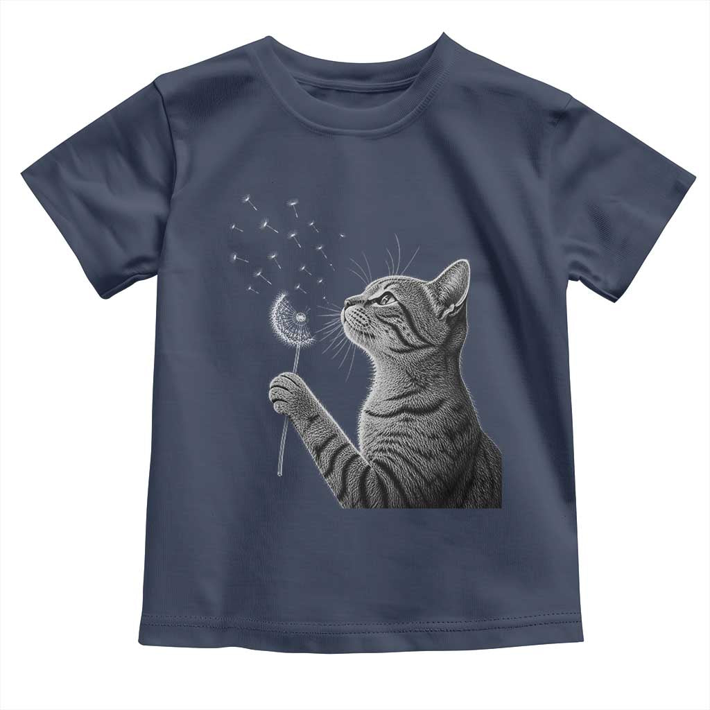 Cat Blowing Dandelion Toddler T Shirt Kitten Making A Wish Nature Art