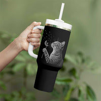 Cat Blowing Dandelion Tumbler With Handle Kitten Making A Wish Nature Art