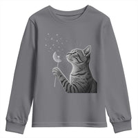 Cat Blowing Dandelion Youth Sweatshirt Kitten Making A Wish Nature Art