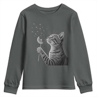 Cat Blowing Dandelion Youth Sweatshirt Kitten Making A Wish Nature Art