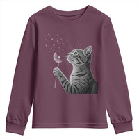 Cat Blowing Dandelion Youth Sweatshirt Kitten Making A Wish Nature Art