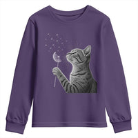 Cat Blowing Dandelion Youth Sweatshirt Kitten Making A Wish Nature Art