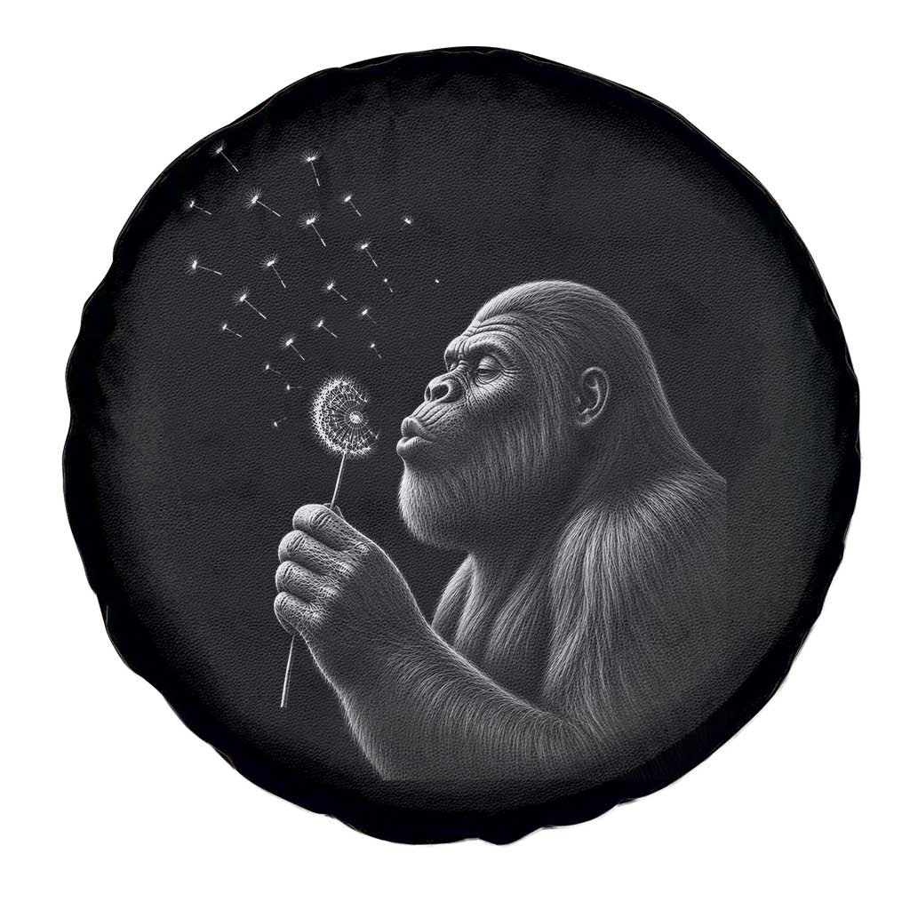 Bigfoot Blowing Dandelion Spare Tire Cover Funny Sasquatch Making A Wish