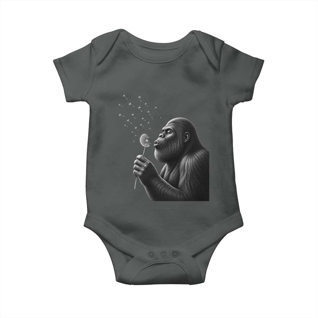 Bigfoot Blowing Dandelion Baby Onesie Funny Sasquatch Making A Wish