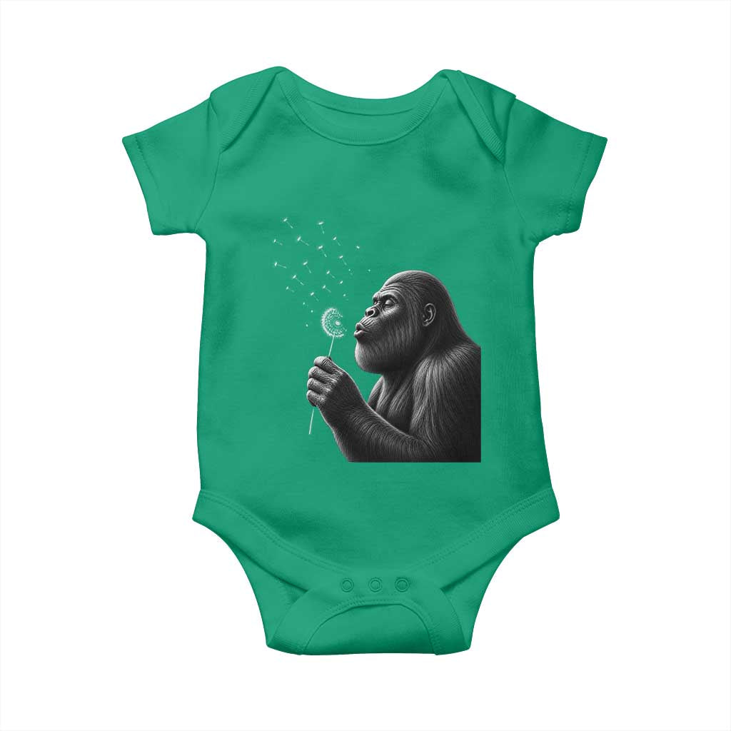 Bigfoot Blowing Dandelion Baby Onesie Funny Sasquatch Making A Wish