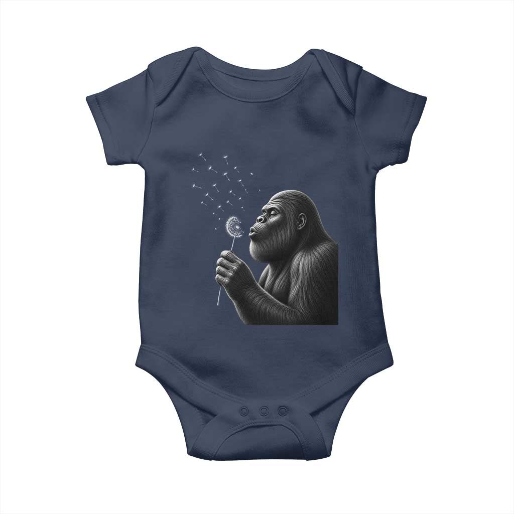 Bigfoot Blowing Dandelion Baby Onesie Funny Sasquatch Making A Wish
