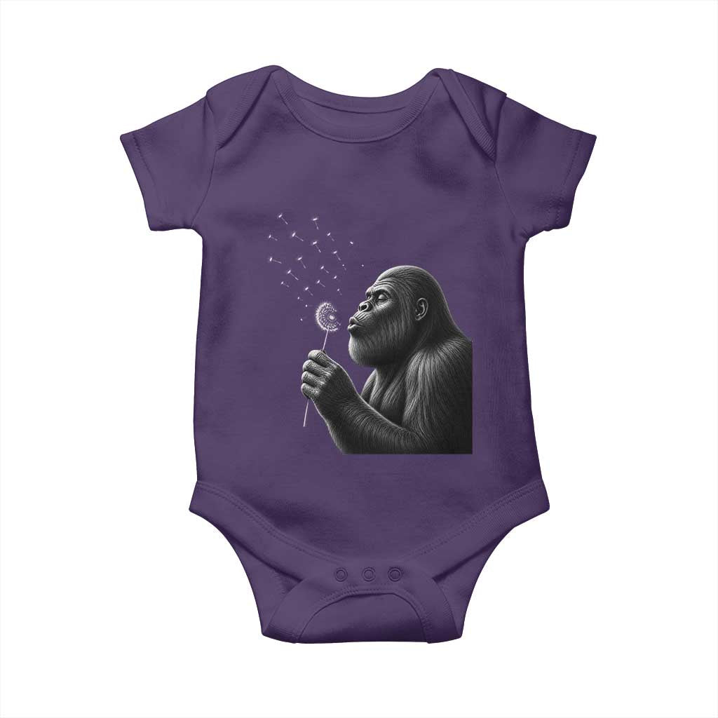 Bigfoot Blowing Dandelion Baby Onesie Funny Sasquatch Making A Wish