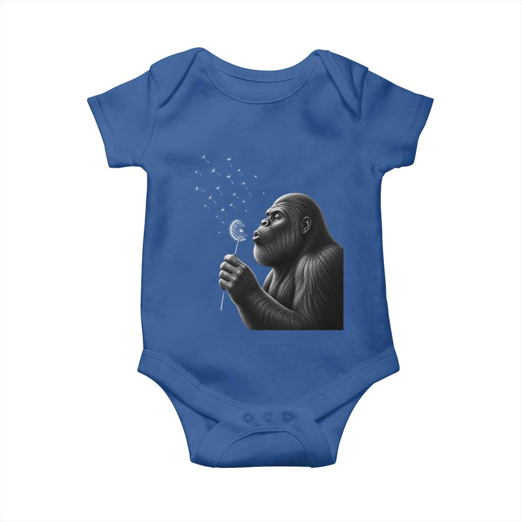 Bigfoot Blowing Dandelion Baby Onesie Funny Sasquatch Making A Wish