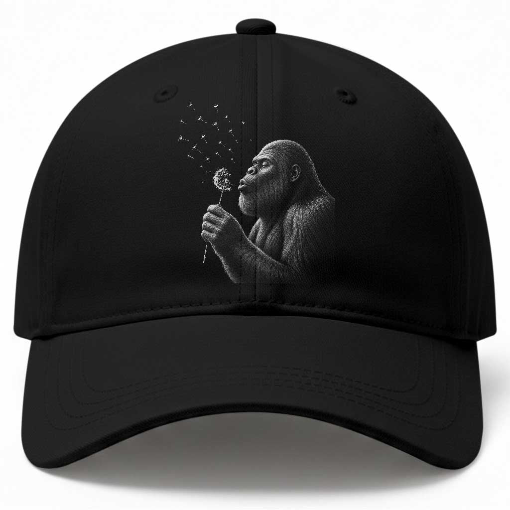 Bigfoot Blowing Dandelion Baseball Cap Funny Sasquatch Making A Wish