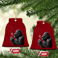 Bigfoot Blowing Dandelion Ceramic Ornament Funny Sasquatch Making A Wish