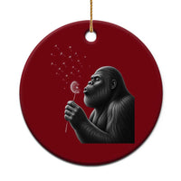 Bigfoot Blowing Dandelion Ceramic Ornament Funny Sasquatch Making A Wish