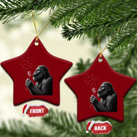 Bigfoot Blowing Dandelion Ceramic Ornament Funny Sasquatch Making A Wish