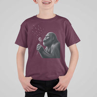 Bigfoot Blowing Dandelion T Shirt For Kid Funny Sasquatch Making A Wish