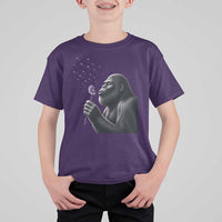 Bigfoot Blowing Dandelion T Shirt For Kid Funny Sasquatch Making A Wish