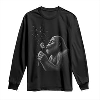 Bigfoot Blowing Dandelion Long Sleeve Shirt Funny Sasquatch Making A Wish