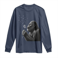 Bigfoot Blowing Dandelion Long Sleeve Shirt Funny Sasquatch Making A Wish