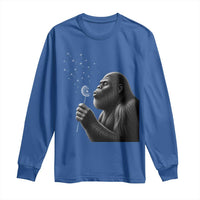 Bigfoot Blowing Dandelion Long Sleeve Shirt Funny Sasquatch Making A Wish