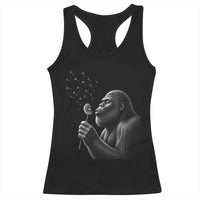 Bigfoot Blowing Dandelion Racerback Tank Top Funny Sasquatch Making A Wish