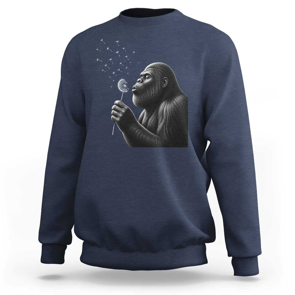 Bigfoot Blowing Dandelion Sweatshirt Funny Sasquatch Making A Wish