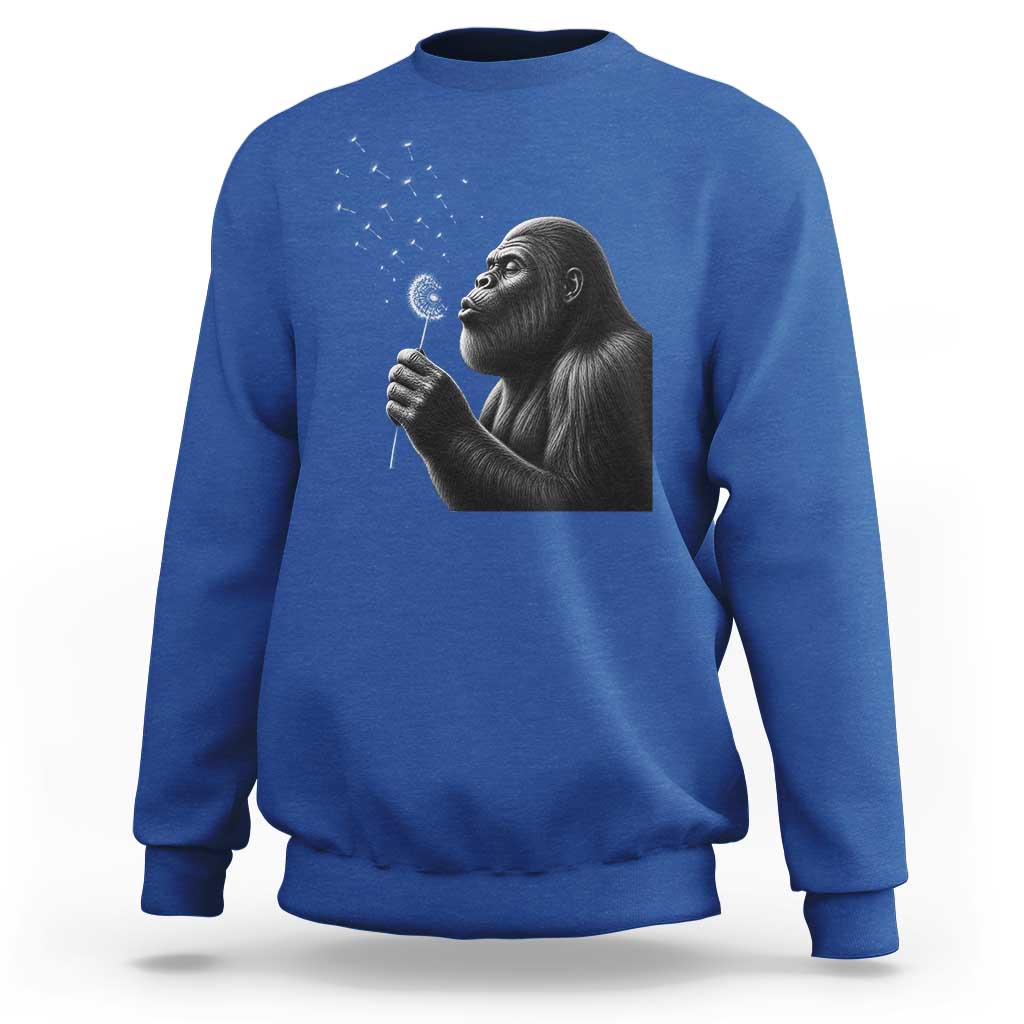 Bigfoot Blowing Dandelion Sweatshirt Funny Sasquatch Making A Wish