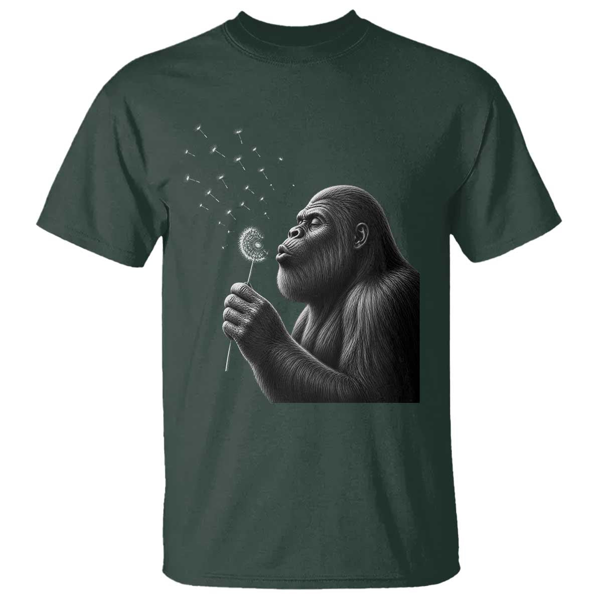 Bigfoot Blowing Dandelion T Shirt Funny Sasquatch Making A Wish