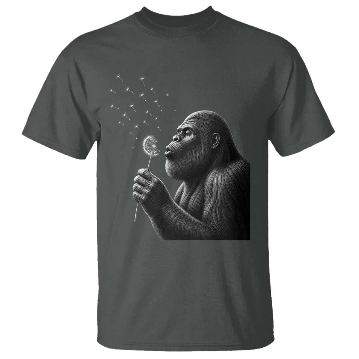 Bigfoot Blowing Dandelion T Shirt Funny Sasquatch Making A Wish