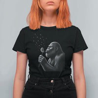 Bigfoot Blowing Dandelion T Shirt For Women Funny Sasquatch Making A Wish