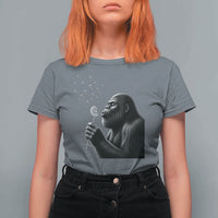 Bigfoot Blowing Dandelion T Shirt For Women Funny Sasquatch Making A Wish