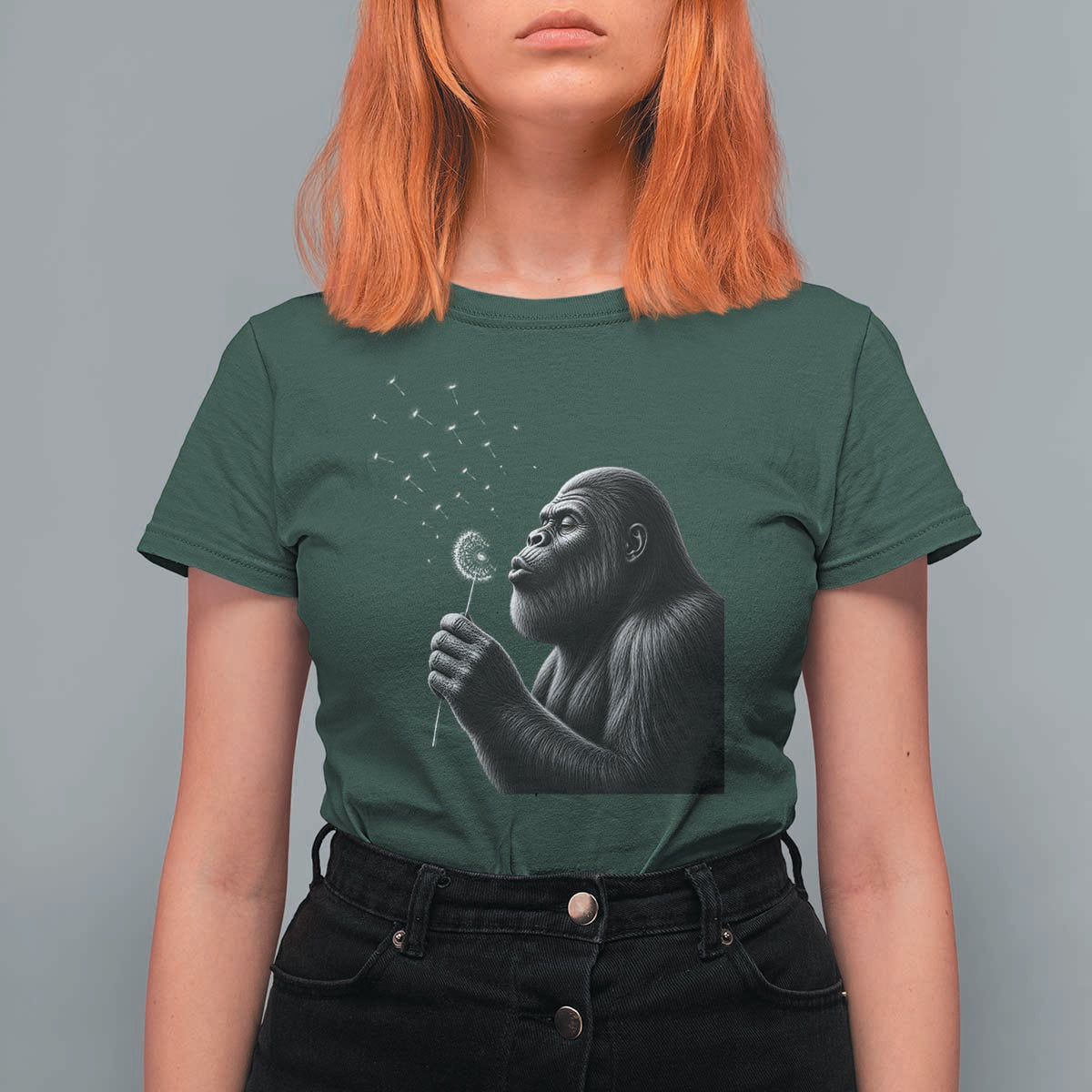 Bigfoot Blowing Dandelion T Shirt For Women Funny Sasquatch Making A Wish