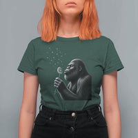 Bigfoot Blowing Dandelion T Shirt For Women Funny Sasquatch Making A Wish