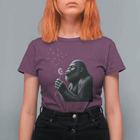 Bigfoot Blowing Dandelion T Shirt For Women Funny Sasquatch Making A Wish