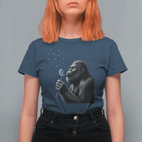 Bigfoot Blowing Dandelion T Shirt For Women Funny Sasquatch Making A Wish
