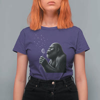 Bigfoot Blowing Dandelion T Shirt For Women Funny Sasquatch Making A Wish